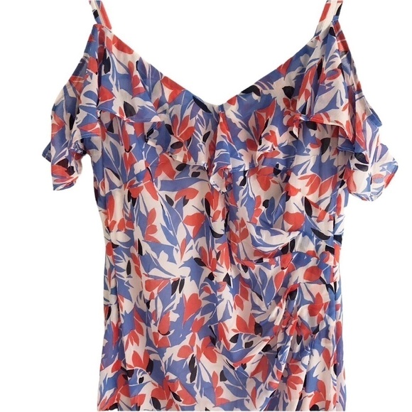 Lauren Ralph Lauren Maxi Off Shoulder Crinkled Georgette Floral Dress Size 10 - Picture 12 of 15